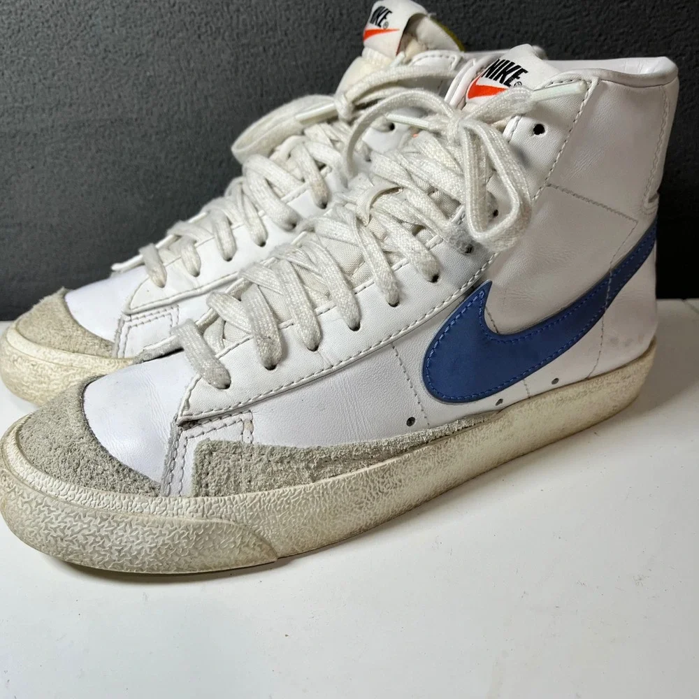 Nike Blazer Mid 77 Vintage White Pacific Blue High Top Sneakers Mens 7